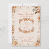 Aquarellbraun-Blume Save the Date Einladung (Vorderseite)