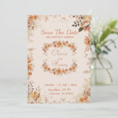 Aquarellbraun-Blume Save the Date Einladung (Stehend Vorderseite)
