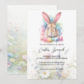Aquarellbraun Bunny Eggs Wildblumen Ostern Brunch Einladung (Vorne/Hinten)
