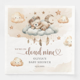 Aquarellbraun-Elfenbein-Federbein-Wolke neun Serviette