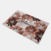 Aquarellbraun graues Blumenmuster. Fußmatte (Schrägansicht)