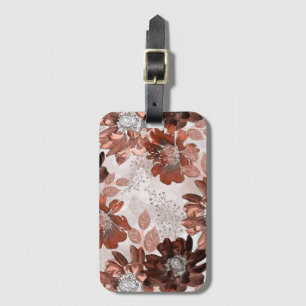 Aquarellbraun graues Blumenmuster. Gepäckanhänger