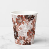 Aquarellbraun graues Blumenmuster. Pappbecher (Vorderseite)