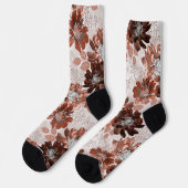 Aquarellbraun graues Blumenmuster. Socken (Linkes Detail)