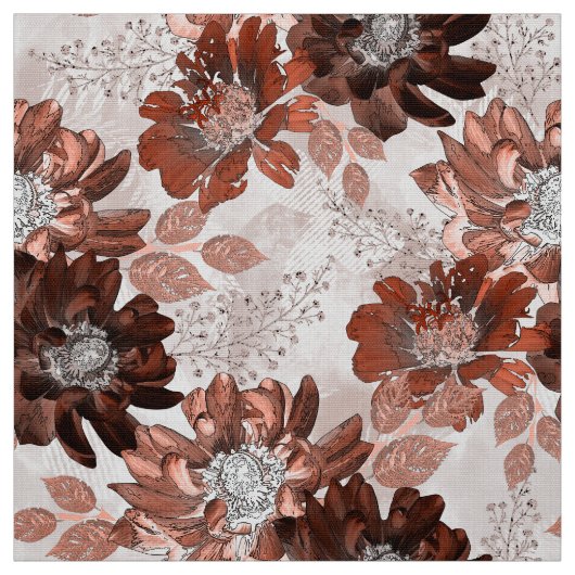 Aquarellbraun graues Blumenmuster. Stoff (Muster)