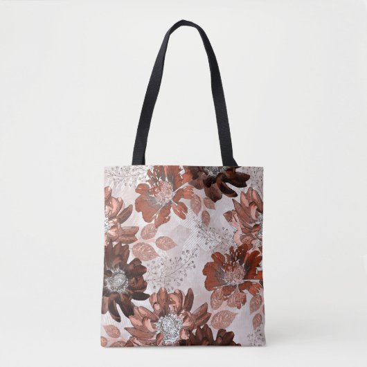Aquarellbraun graues Blumenmuster. Tasche (Vorderseite)