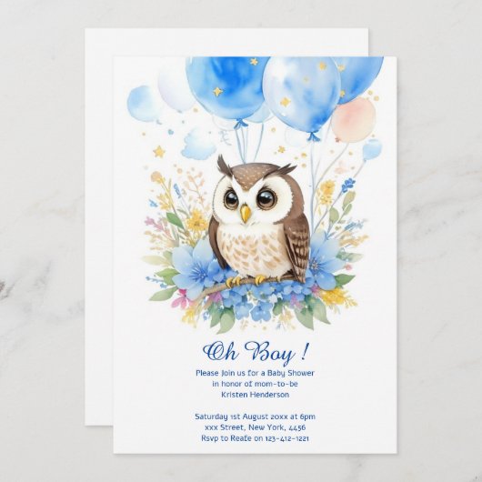 Aquarellbraun Kinderdusche Einladung (Vorne/Hinten)