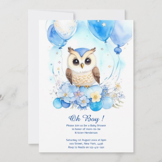 Aquarellbraun Kinderdusche Einladung (Vorderseite)