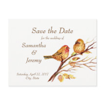 Aquarellbraun - Rote Goldvögel Save the Date