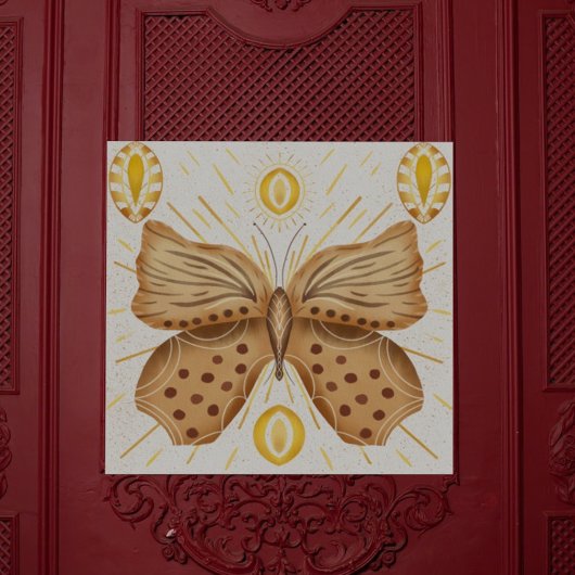 Aquarellbraun Schmetterling Sonne Himmelsakzente Poster