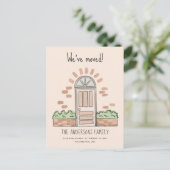 Aquarellbraun Tür spielend, wir haben Creme bewegt Ankündigungspostkarte (Stehend Vorderseite)