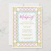 Aquarellbright Mahjong Tiles & Bamboo Party Einladung (Vorderseite)