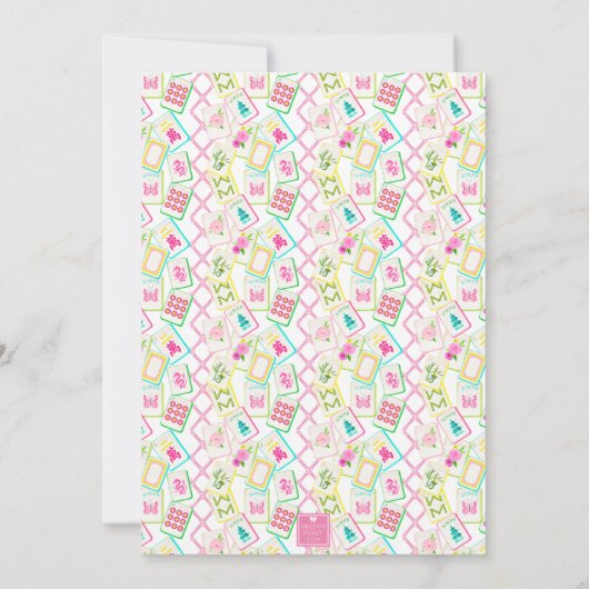 Aquarellbright Mahjong Tiles & Bamboo Party Einladung (Rückseite)