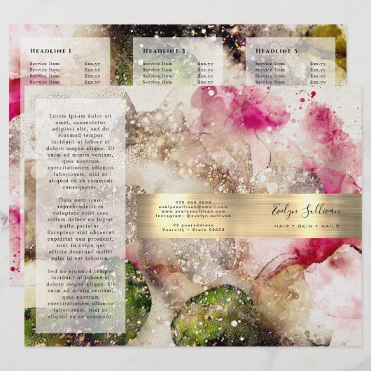 Aquarellbroschüre "Rosa Glitzer" (Vorne/Hinten)