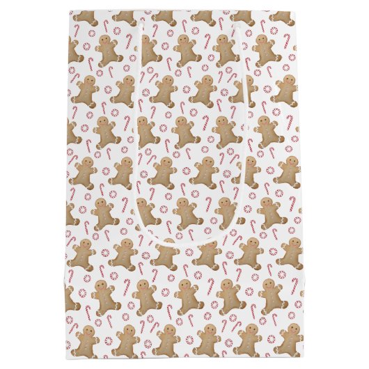 Aquarellbrötchen Candy Canes Frohe Weihnachten Mittlere Geschenktüte (Rückseite)