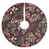 Aquarellbrunnen mit brauner und weißer Burgundy Polyester Weihnachtsbaumdecke (Vorderseite)