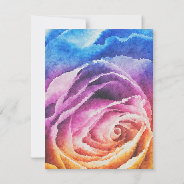 Aquarellbrunnenbogen-Rose (Vorderseite)