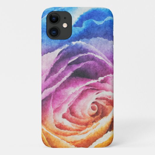 Aquarellbrunnenbogen-Rose Case-Mate iPhone Hülle (Rückseite)