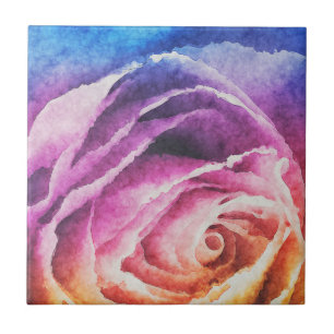 Aquarellbrunnenbogen-Rose Fliese