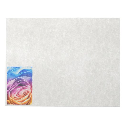 Aquarellbrunnenbogen-Rose Notizblock (Vorderseite)