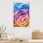 Aquarellbrunnenbogen-Rose Poster (Küche)