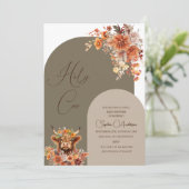 Aquarellbrust Hochland Kuh Babydusche Einladung (Stehend Vorderseite)