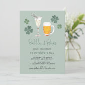 Aquarellbubbles & Brews St Patricks Day Party Einladung (Stehend Vorderseite)