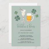 Aquarellbubbles & Brews St Patricks Day Party Einladung (Vorne/Hinten)