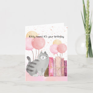 Aquarellbuch Lover Cat and Books Birthday Card Feiertagskarte
