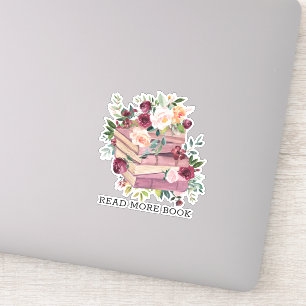 Aquarellbuch und Rosenblumen-Lesezitat Aufkleber