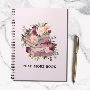 Aquarellbuch und Rosenblumen-Zitat Notizblock