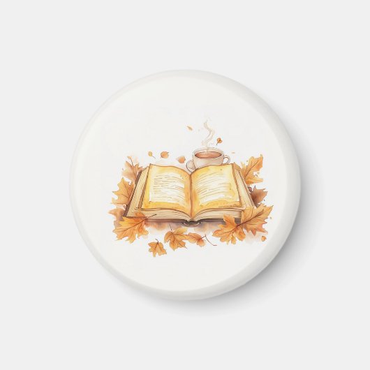 Aquarellbuch und Tee-Tasse, gemütliche Herbstwoche Magnet (Vorne)