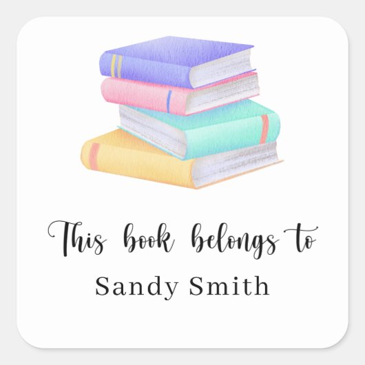 Aquarellbücher - Dieses Buch gehört Quadratischer Aufkleber (Vorderseite)