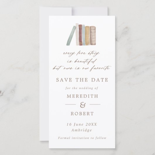 Aquarellbücher jede Liebe Lesezeichen für Hochzeit Save The Date (Vorderseite)