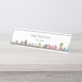 Aquarellbücher Lehrer oder Bibliothekar Schreibtischnamensplakette (Vorderseite )