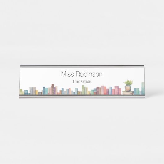 Aquarellbücher Lehrer oder Bibliothekar Schreibtischnamensplakette (Vorderseite )