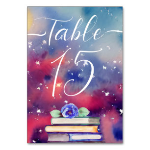 Aquarellbücher Lila & pink Whimsical Wedding Tischnummer
