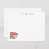 Aquarellbücher Personalisiert Lehrer flach Mitteilungskarte (Vorne/Hinten)