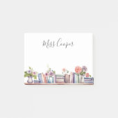 Aquarellbücher und Blume Bibliothekarischer Lehrer Post-it Klebezettel (Vorderseite)