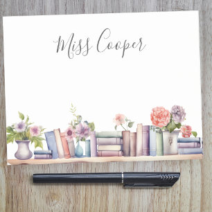 Aquarellbücher und Blume Bibliothekarischer Lehrer Post-it Klebezettel