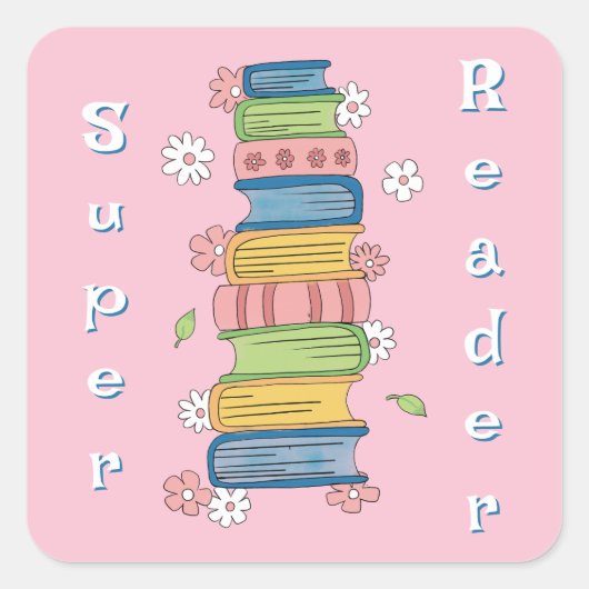 Aquarellbücher und Blume Super Reader Sticker (Vorderseite)