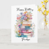 Aquarellbücher und Blume zum Geburtstag Karte (Gelbe Blume)