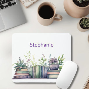 Aquarellbücher und Pflanzen Personalized Mousepad