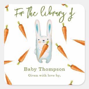 Aquarellbunny - für die Bibliothek Quadratischer Aufkleber