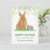 Aquarellbunny und Eier Frohes Ostern Feiertagskarte (Stehend Vorderseite)