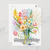 Aquarellbuntbart von Blume Postkarte (Vorne/Hinten)