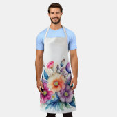 Aquarellbuntbart von Blume Schürze (Getragen)