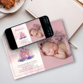 Aquarellburg Pink Kindermädchen 1. Geburtstag Foto Einladung