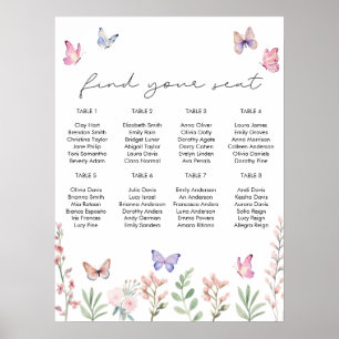 Aquarellbutterfische Brautparty-Seekarte Poster