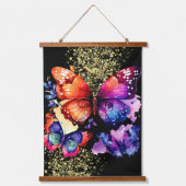 Aquarellbutterfische Farbige Imitate Glitzer Wandteppich Mit Holzrahmen (Vorderseite)
